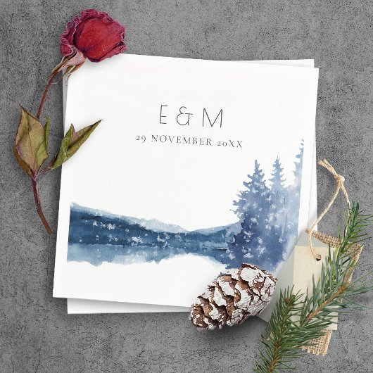 INDIGO INK BLUE MOUNTAIN LAKE MONOGRAM WEDING SERVET