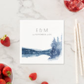 INDIGO INK BLUE MOUNTAIN LAKE MONOGRAM WEDING SERVET (Insitu)