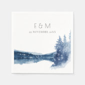 INDIGO INK BLUE MOUNTAIN LAKE MONOGRAM WEDING SERVET (Voorkant)