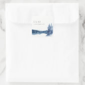 INDIGO INK BLUE MOUNTAIN LAKE MONOGRAM WEDING VIERKANTE STICKER (Tas)