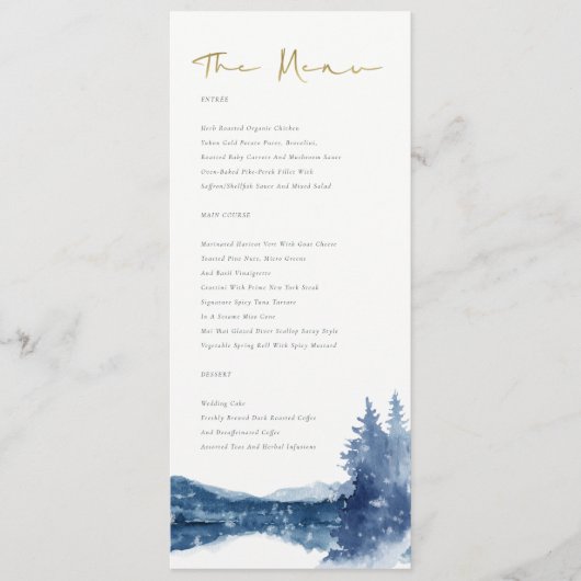INDIGO INK BLUE MOUNTAIN LAKE SNEEUWWING MENU (Voorkant)