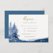 INDIGO INK BLUE MOUNTAIN LAKE SNEWEDDING RSVP INFORMATIEKAARTJE (Voorkant / Achterkant)