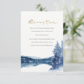 INDIGO INK BLUE MOUNTAIN LAKE WEDDING RECEPT INFORMATIEKAARTJE (Staand voorkant)