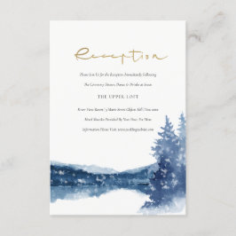 INDIGO INK BLUE MOUNTAIN LAKE WEDDING RECEPT INFORMATIEKAARTJE