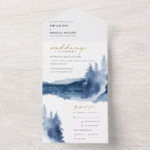 INDIGO INK BLUE MOUNTAINS PINE WATERVERF WEDDING ALL IN ONE UITNODIGING (Binnen)
