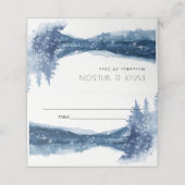 INDIGO INK BLUE SNEEUWMOUNTAIRE LAKE WEDDING PLAATSKAARTJE (Buitenkant ongevouwen)