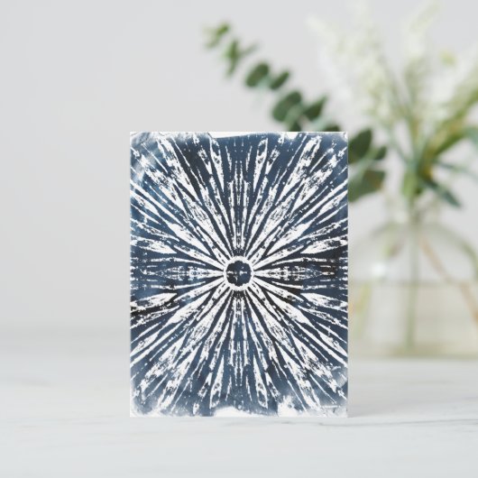 Indigo Ink Radial Motif Briefkaart (Staand voorkant)