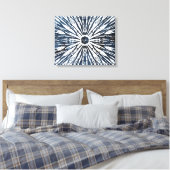 Indigo Ink Radial Motif Canvas Afdruk (Insitu (Slaapkamer))