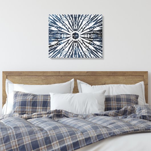 Indigo Ink Radial Motif Canvas Afdruk (Insitu (Slaapkamer))