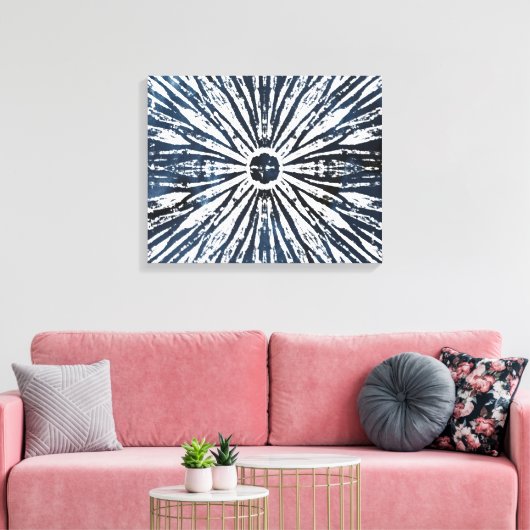 Indigo Ink Radial Motif Canvas Afdruk (Insitu (Woonkamer))