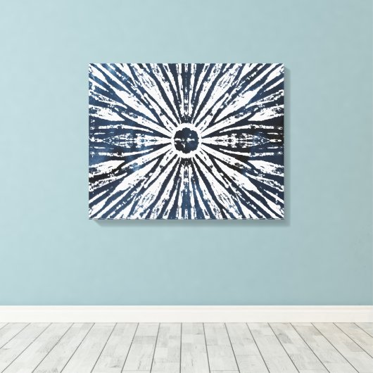 Indigo Ink Radial Motif Canvas Afdruk (Insitu (Houten vloer))