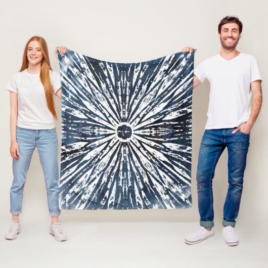 Indigo Ink Radial Motif Fleece Deken (In situ)