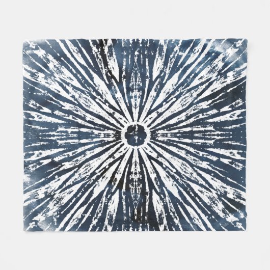 Indigo Ink Radial Motif Fleece Deken (Voorkant (Horizontaal))