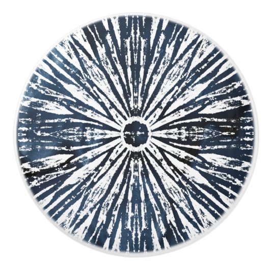 Indigo Ink Radial Motif Keramische Knop (Voorkant)