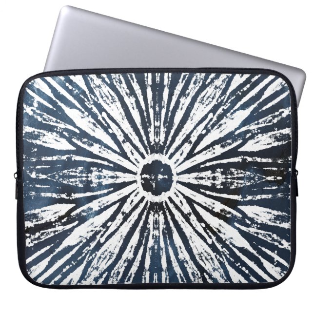 Indigo Ink Radial Motif Laptop Sleeve (Voorkant)