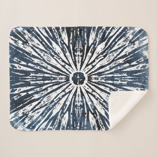 Indigo Ink Radial Motif Sherpa Deken (Voorkant (horizontaal))