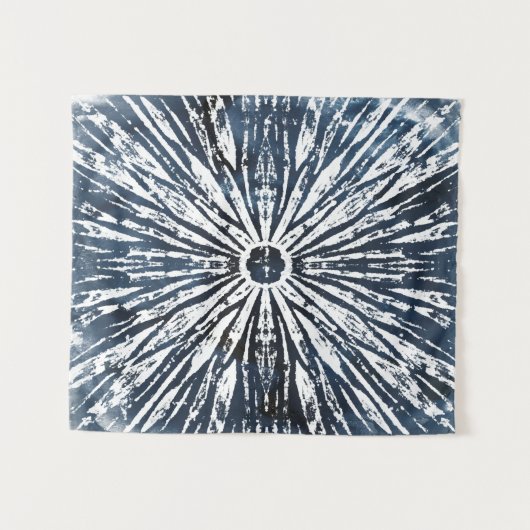 Indigo Ink Radial Motif Wandkleed (Voorkant (horizontaal))