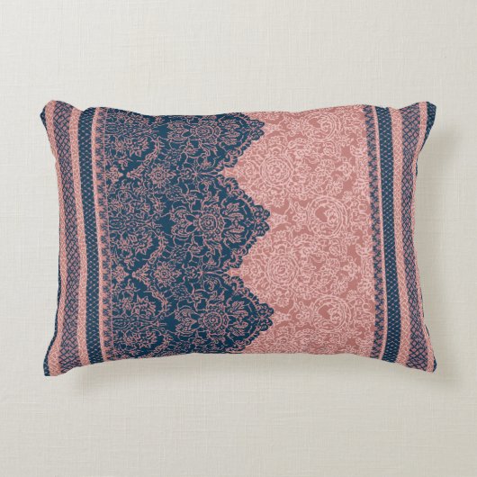 Indigo ink & warm blush AI art Accent Kussen (Voorkant)