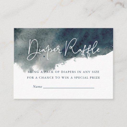 Indigo Ink Wash Baby shower Luier Raffle Informatiekaartje (Voorkant)
