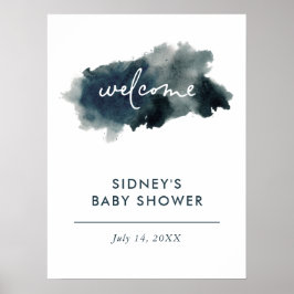 Indigo Ink Wash Baby shower Welkomstbord Poster