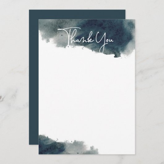 Indigo Ink Wash Bedankt Card (Voorkant / Achterkant)