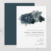 Indigo Ink Wash Boy Baby shower per post Kaart (Voorkant / Achterkant)