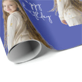 Indigo Inkt & Aangepaste Verjaardag tekst en foto  Cadeaupapier (Rol Hoek)