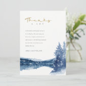 INDIGO INKT BLUWE BERGMEER DENNEN SNEEUW TROUWEN BEDANKKAART (Staand voorkant)