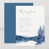 INDIGO INKT BLUWE BERGMEER DENNEN SNEEUW TROUWEN BEDANKKAART (Voorkant / Achterkant)