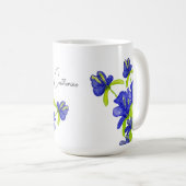 Indigo Iris Bloemrijke Waterverf Monogram Koffiemok (Voorkant rechts)
