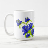 Indigo Iris Bloemrijke Waterverf Monogram Koffiemok (Links)