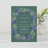 Indigo Iris Bos Eucalyptus Bruiloft Kaart (Staand voorkant)