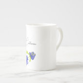 Indigo Iris Floral Waterverf Monogrammed Porselein Kop (Voorkant rechts)