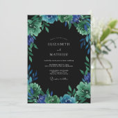 Indigo Jade Loof Eucalyptus Bruiloft Kaart (Staand voorkant)