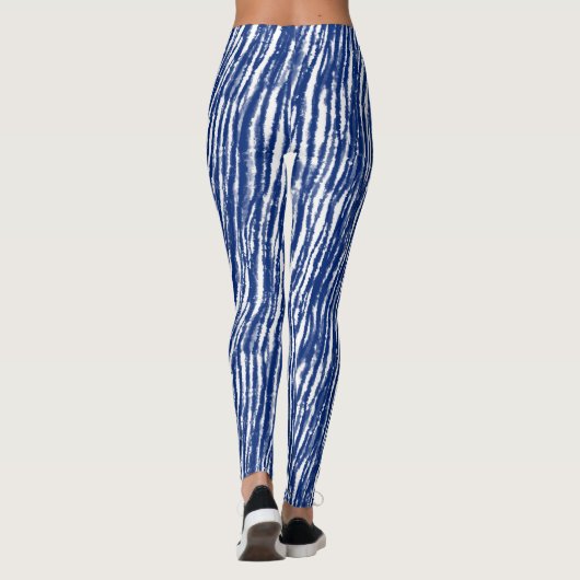 Indigo Japans schip Stripes Artsy Ink Leggings (Achterkant)