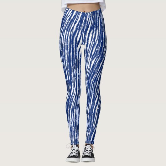 Indigo Japans schip Stripes Artsy Ink Leggings (Voorkant)