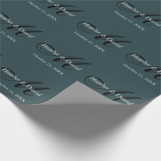 Indigo Kleur Stijlvolle Schattigee Monogram Bruilo Cadeaupapier (Hoek)