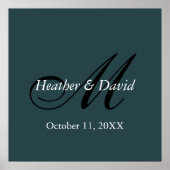 Indigo Kleur Stijlvolle Schattigee Monogram Bruilo Poster (Voorkant)