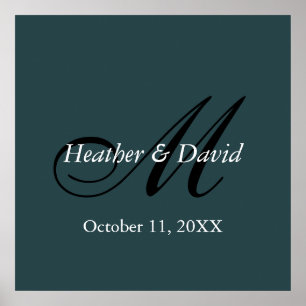 Indigo Kleur Stijlvolle Schattigee Monogram Bruilo Poster