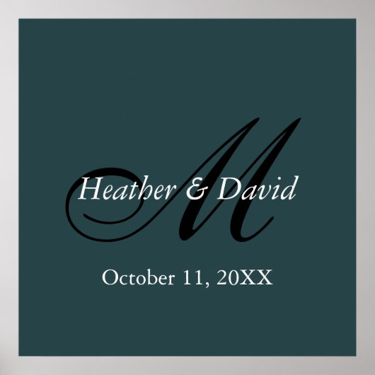 Indigo Kleur Stijlvolle Schattigee Monogram Bruilo Poster (Voorkant)