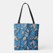 Indigo kleurpatroon met veren tote bag (Achterkant)
