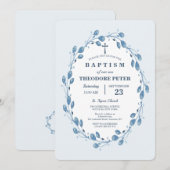 Indigo krans religieuze uitnodiging (Voorkant / Achterkant)