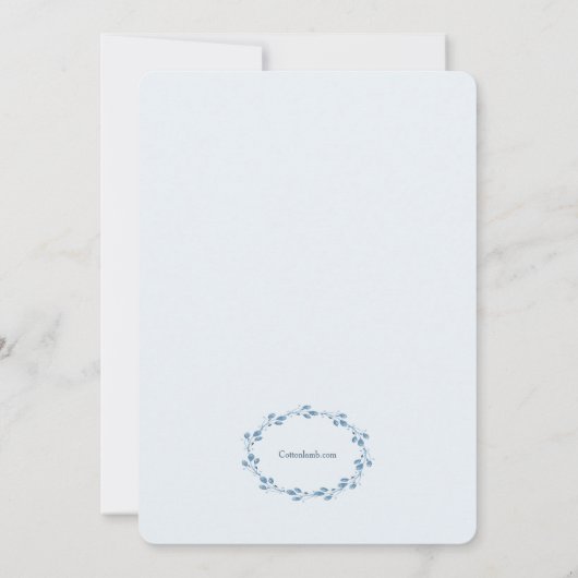 Indigo krans religieuze uitnodiging (Achterkant)