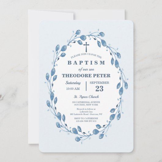 Indigo krans religieuze uitnodiging (Voorkant)