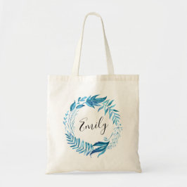 Indigo Leaves | Gepersonaliseerde Canvas tas