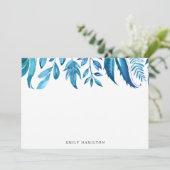 Indigo Leaves | Gepersonaliseerde platte Kaart voo (Staand voorkant)