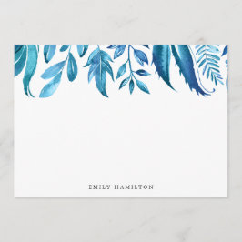 Indigo Leaves | Gepersonaliseerde platte Kaart voo