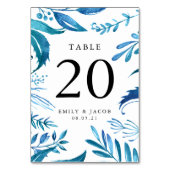 Indigo Leaves | Persoonlijke Tafel Nummer Kaarten (Achterkant)