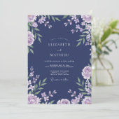 Indigo Lila Blad Sage Bruiloft Kaart (Staand voorkant)