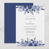 Indigo Lush Botanical Wedding Kaart (Voorkant / Achterkant)